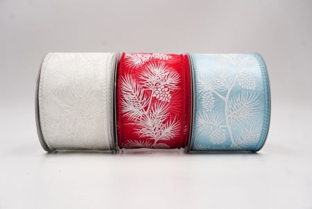 Błyszczące szyszki i liście Świąteczna wstążka druciana_KF9624.KF9625.KF9626 (2)